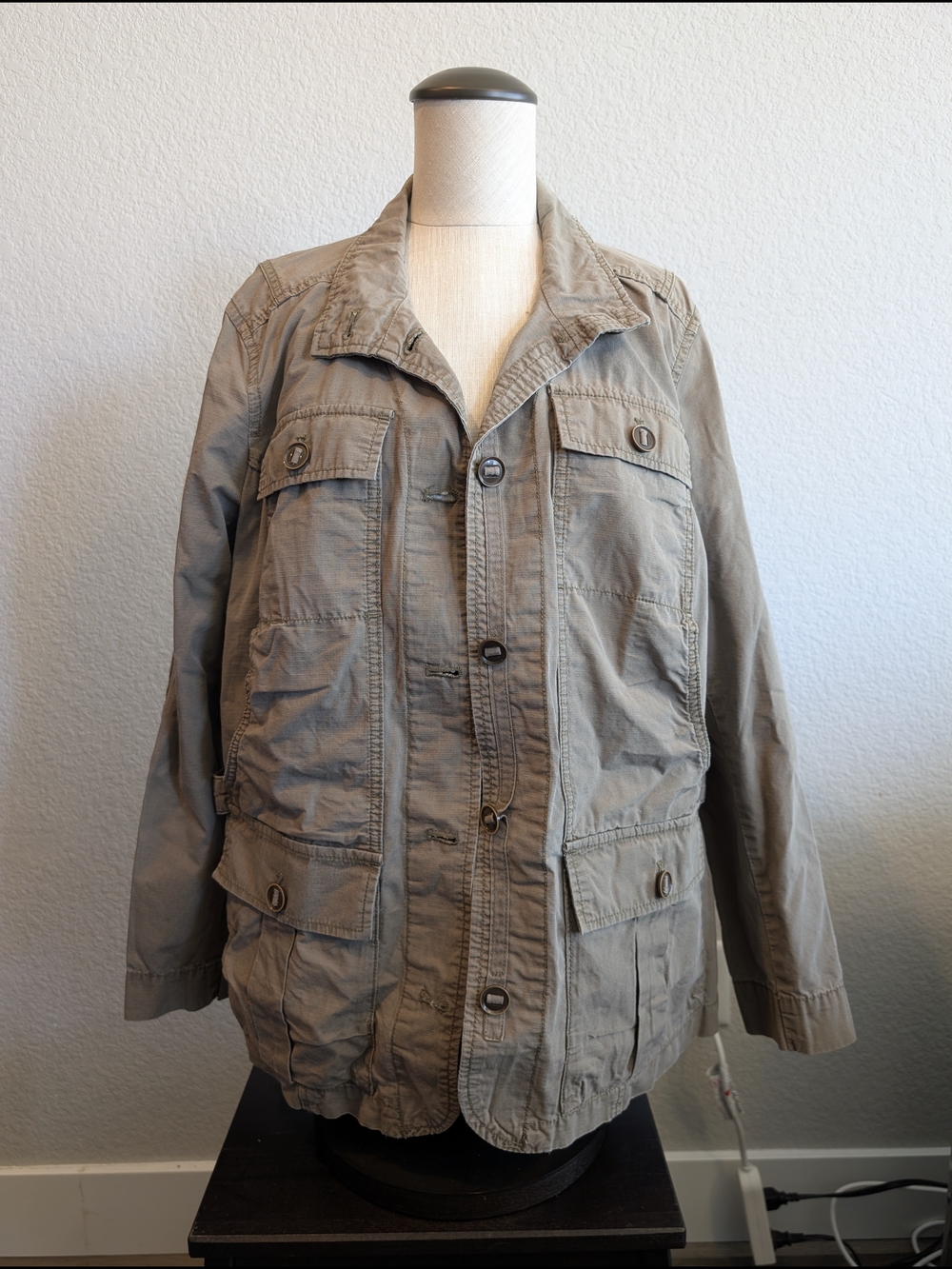 Eddie Bauer Women's Sz 1 Lightweight Taupe Utility Jacket